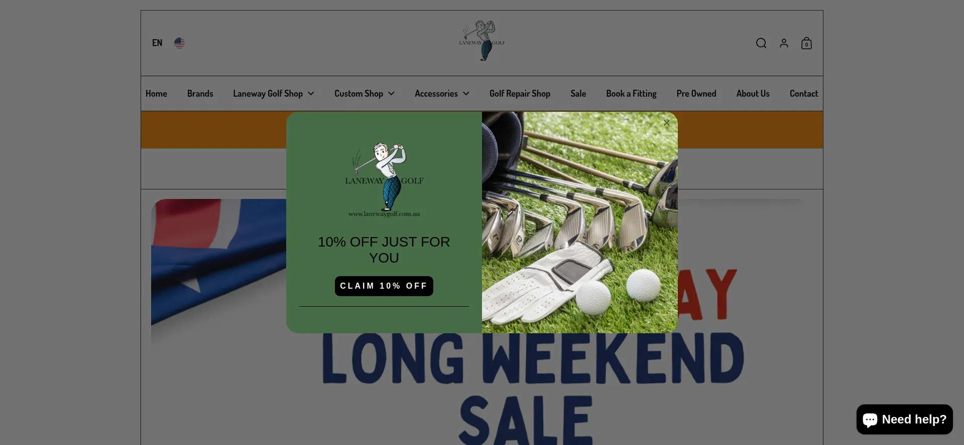 Website screenshot of Lanewaygolf.com.au