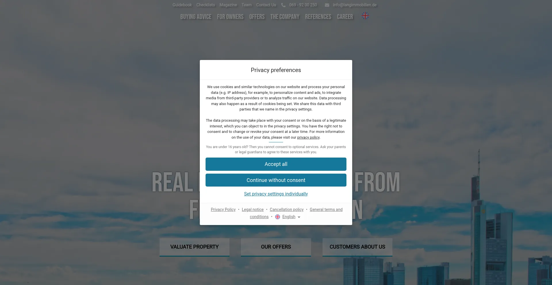 Website screenshot of Langimmobilien.de
