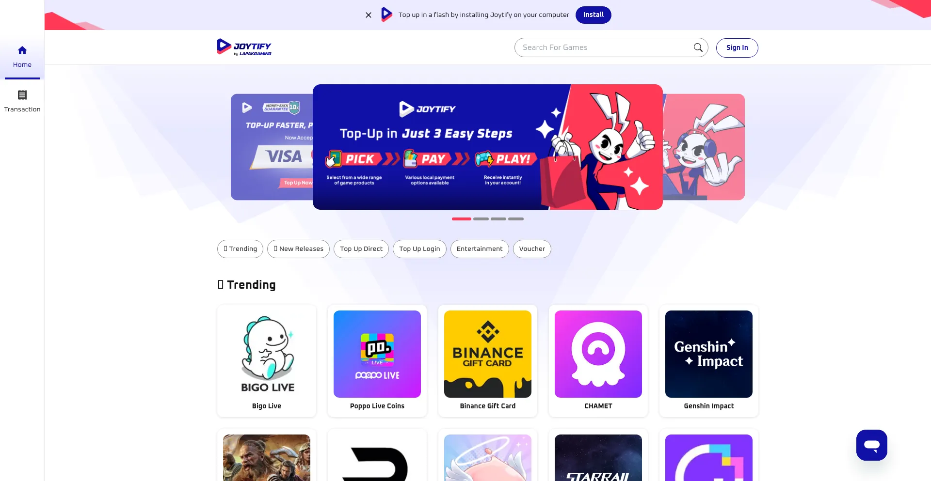 Website screenshot of Lapakgaming.com