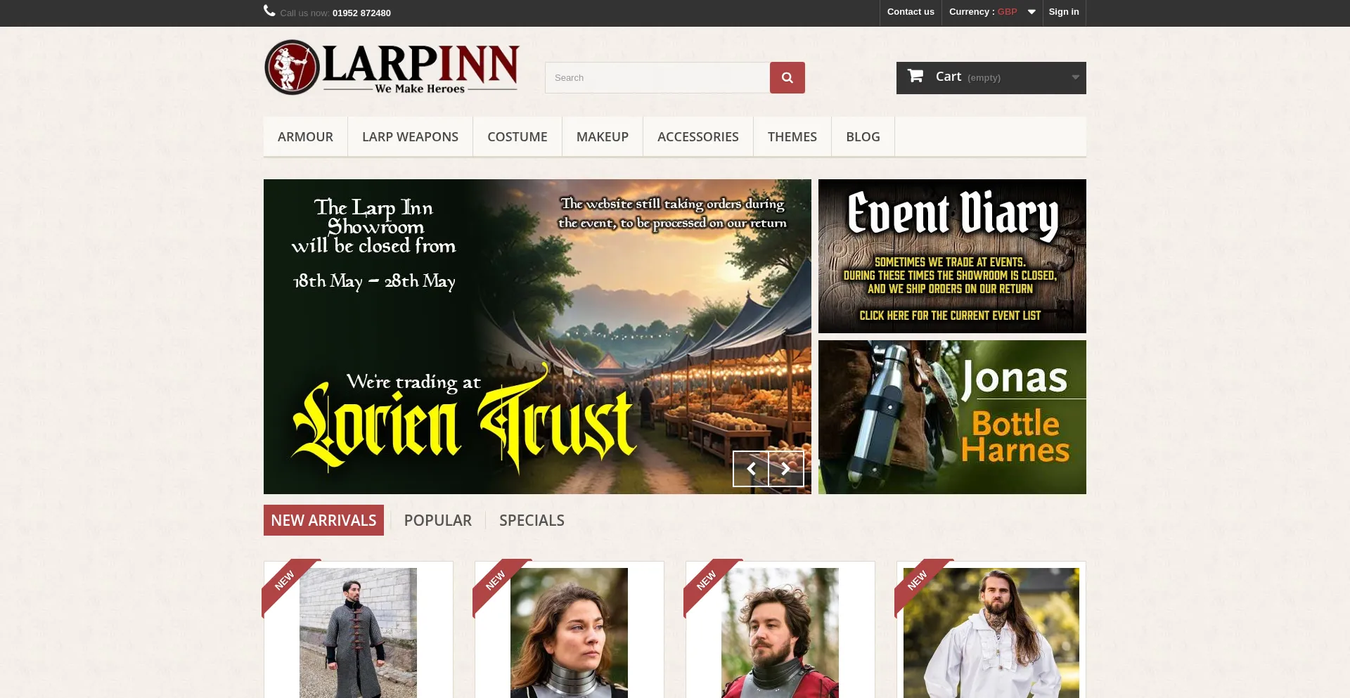 Website screenshot of Larpinn.co.uk