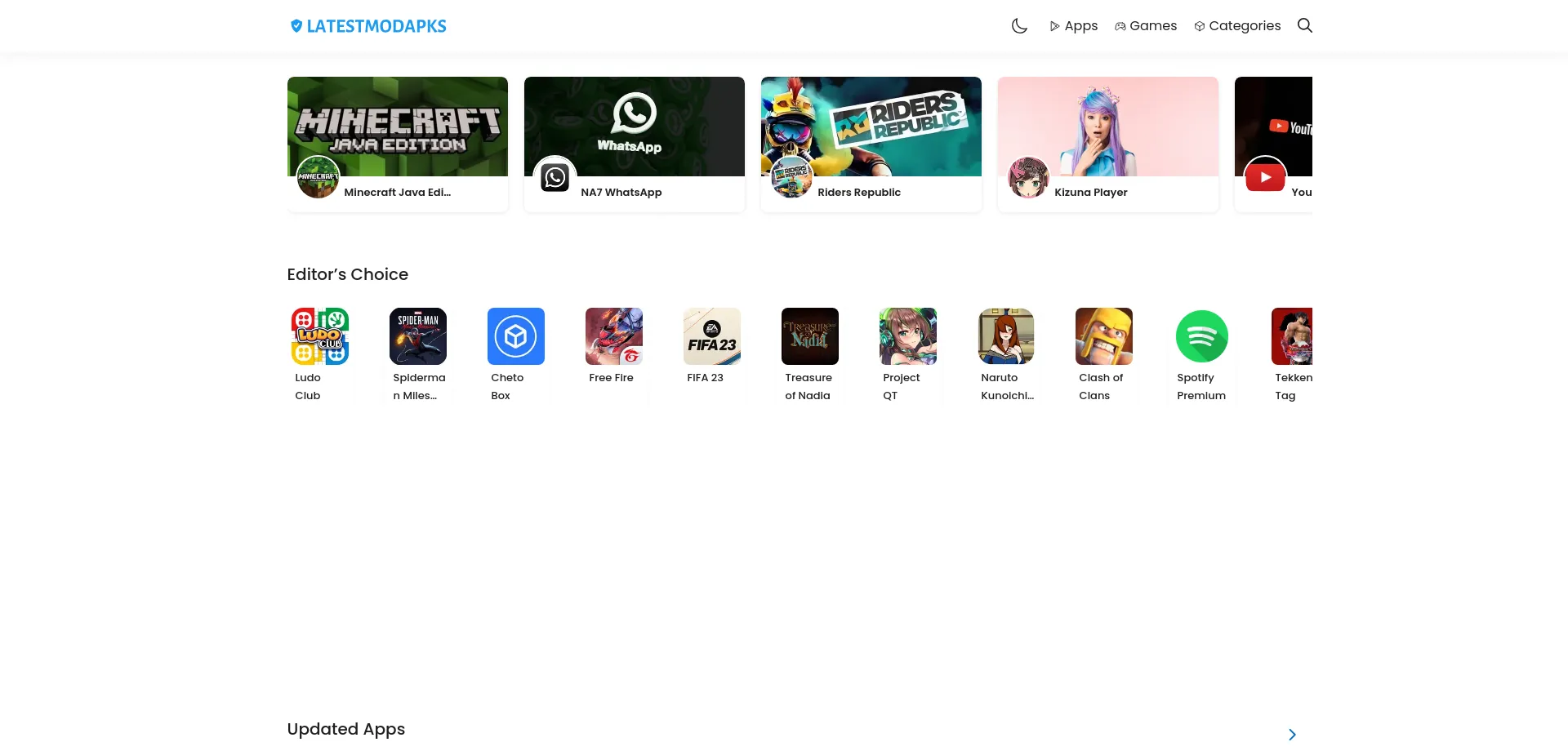 Website screenshot of Latestmodapks.com