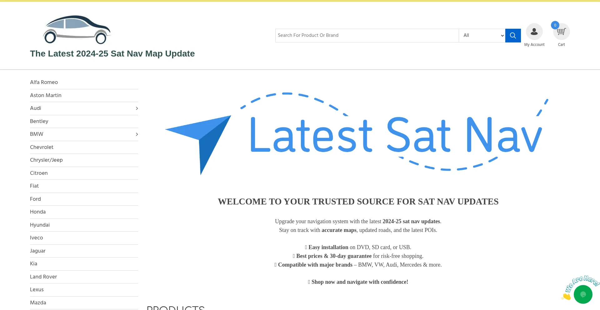 Website screenshot of Latestsatnav.co.uk