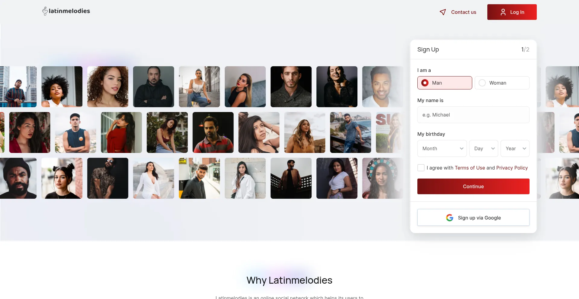 Website screenshot of Latinmelodies.com