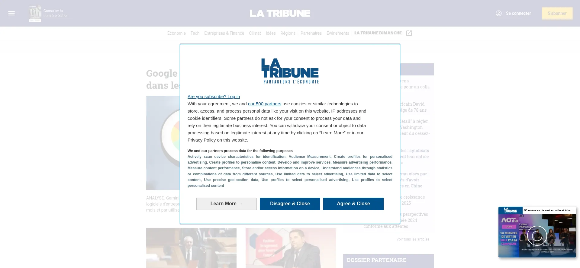 Website screenshot of Latribune.fr