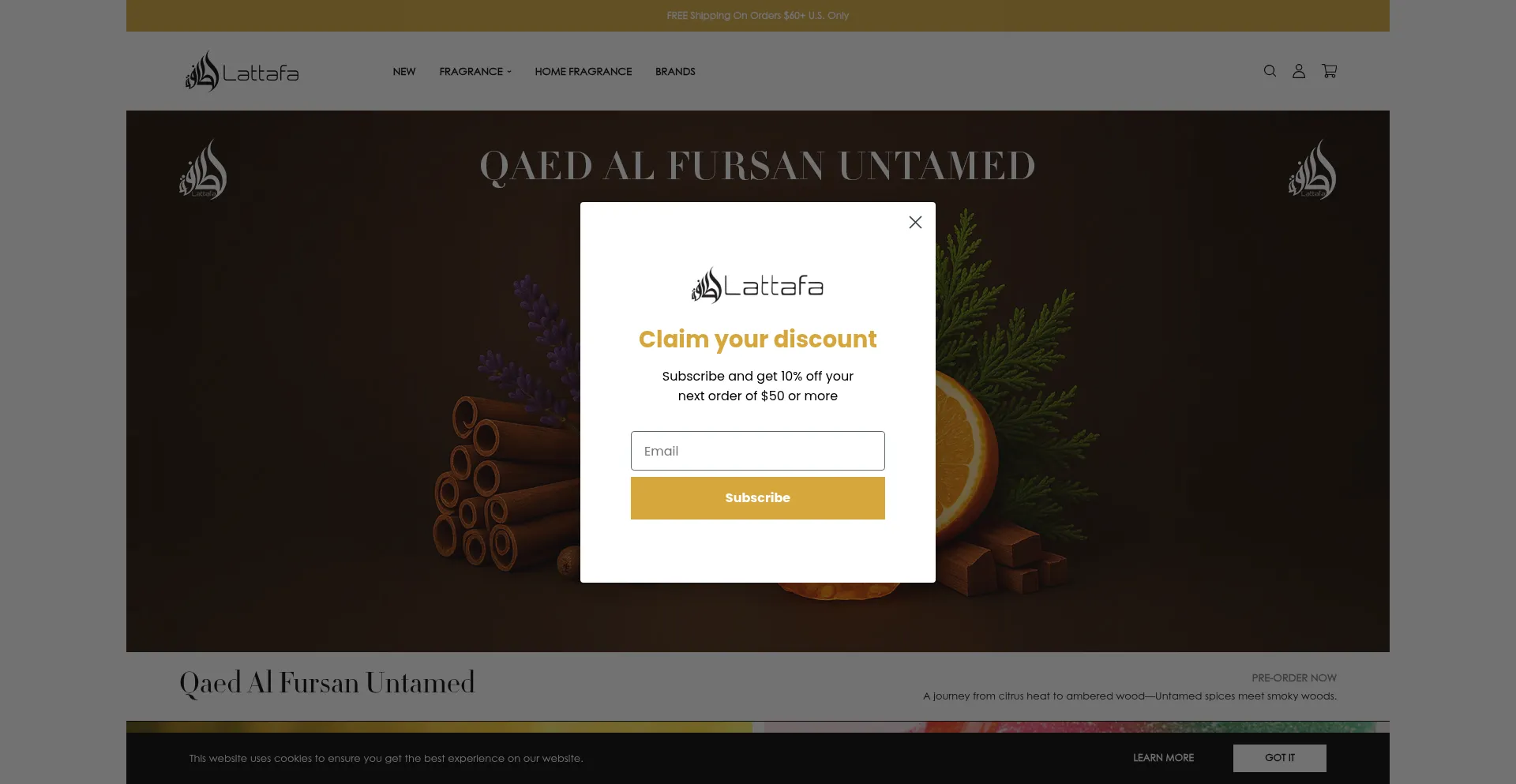 Website screenshot of Lattafa.com