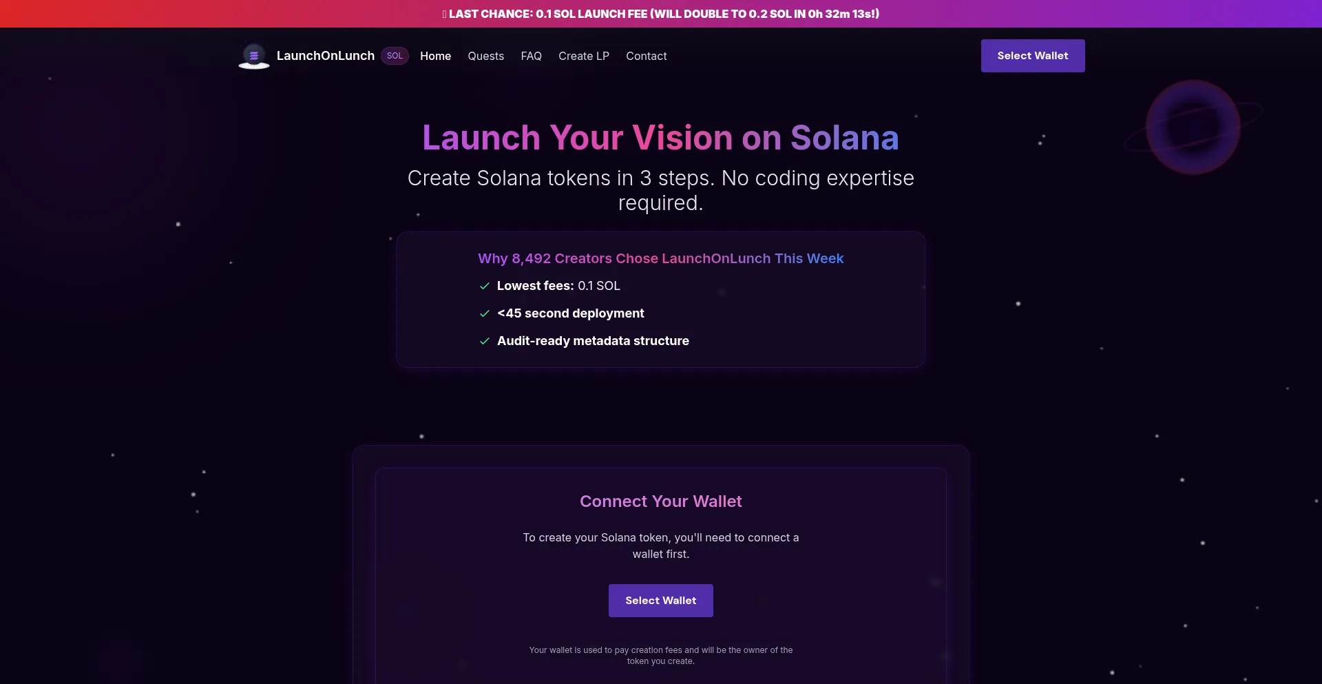 Website screenshot of Launchonlunch.io