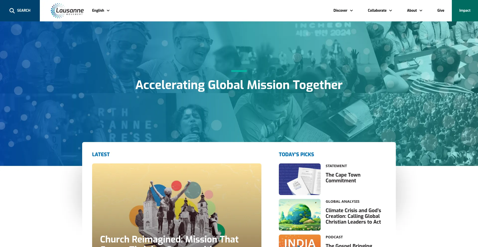 Website screenshot of Lausanne.org