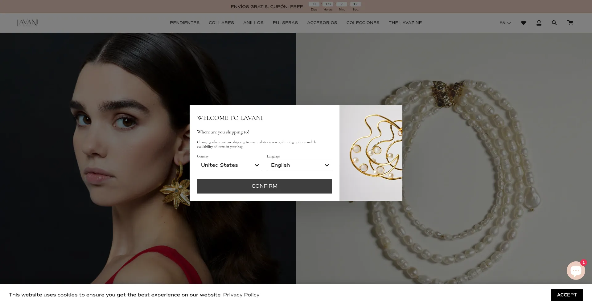 Website screenshot of Lavanijewels.com