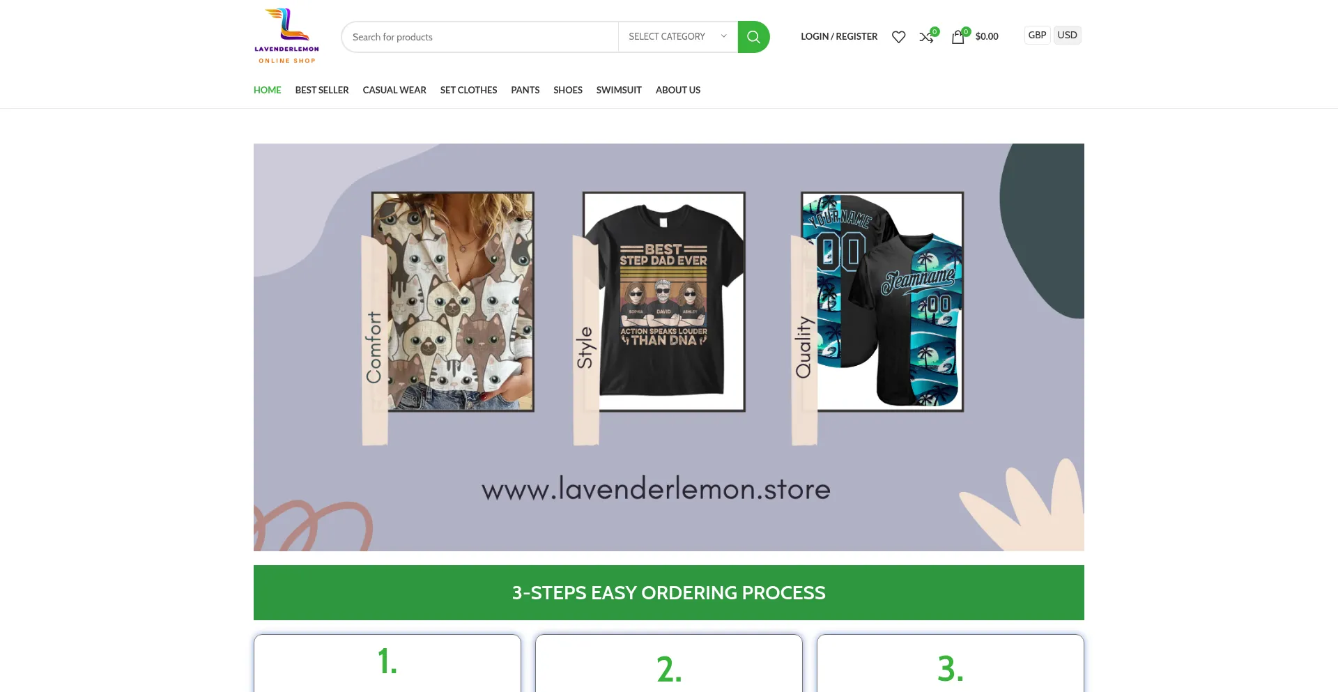 Website screenshot of Lavenderlemon.store