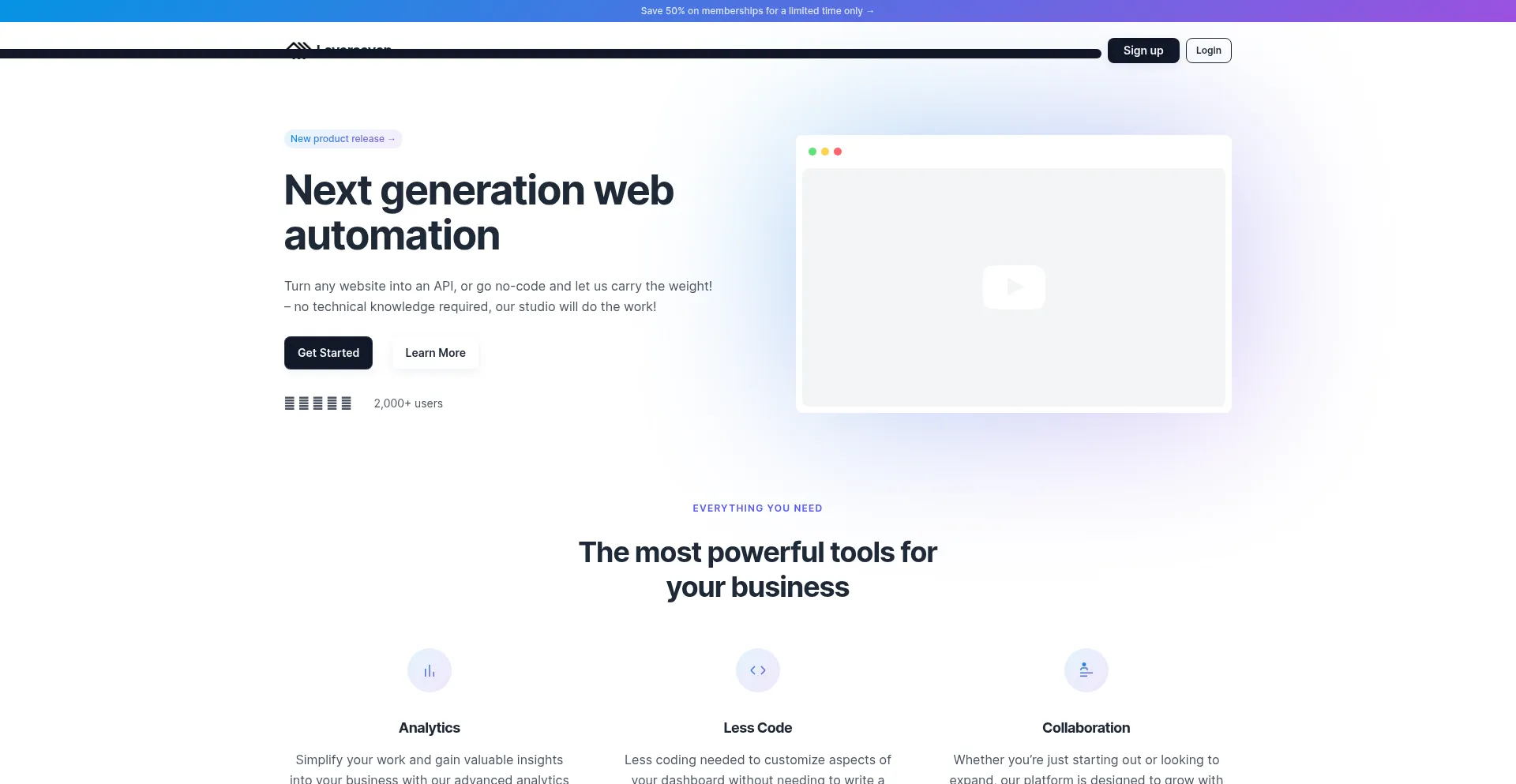 Website screenshot of Layerseven.ai