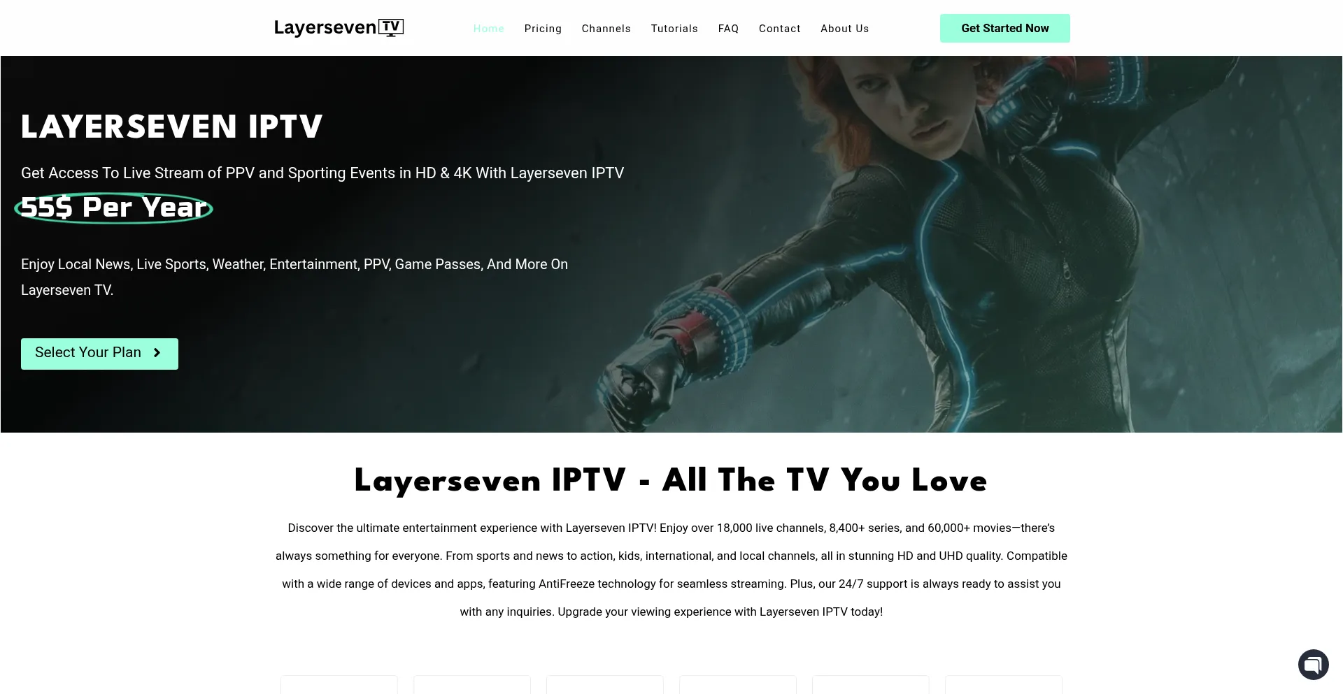 Website screenshot of Layerseven-iptv.com