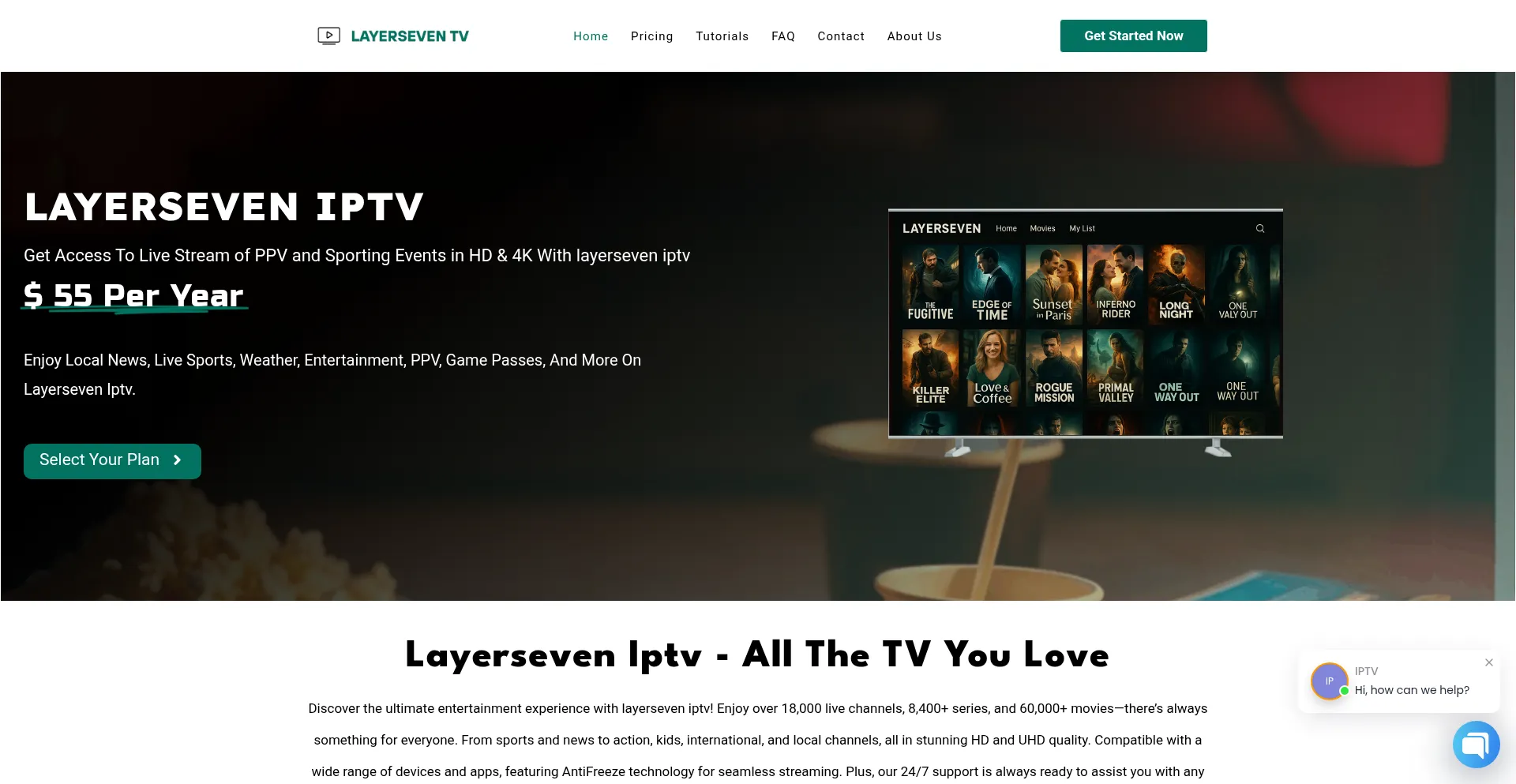 Website screenshot of Layerseveniptv.us