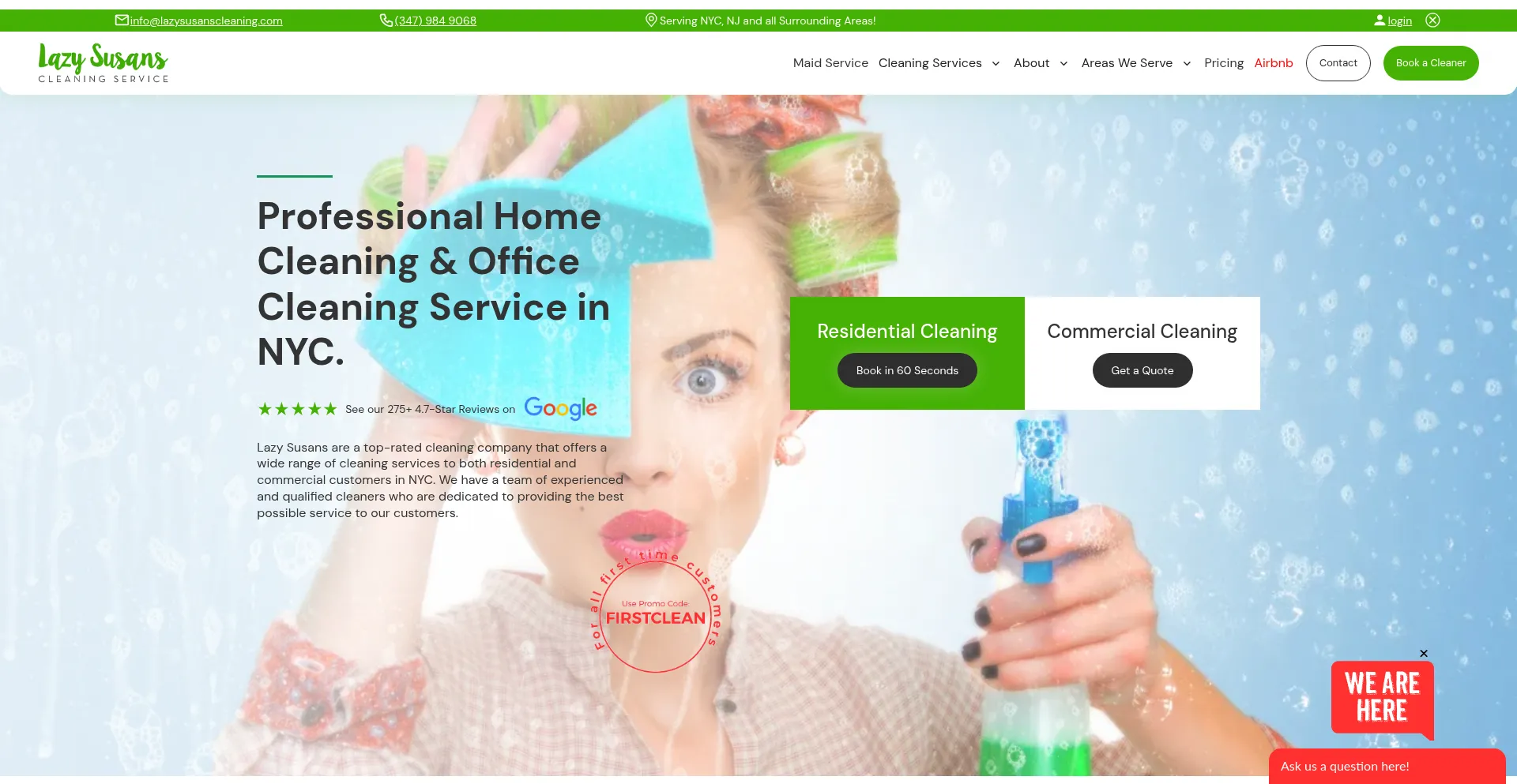 Website screenshot of Lazysusanscleaning.com