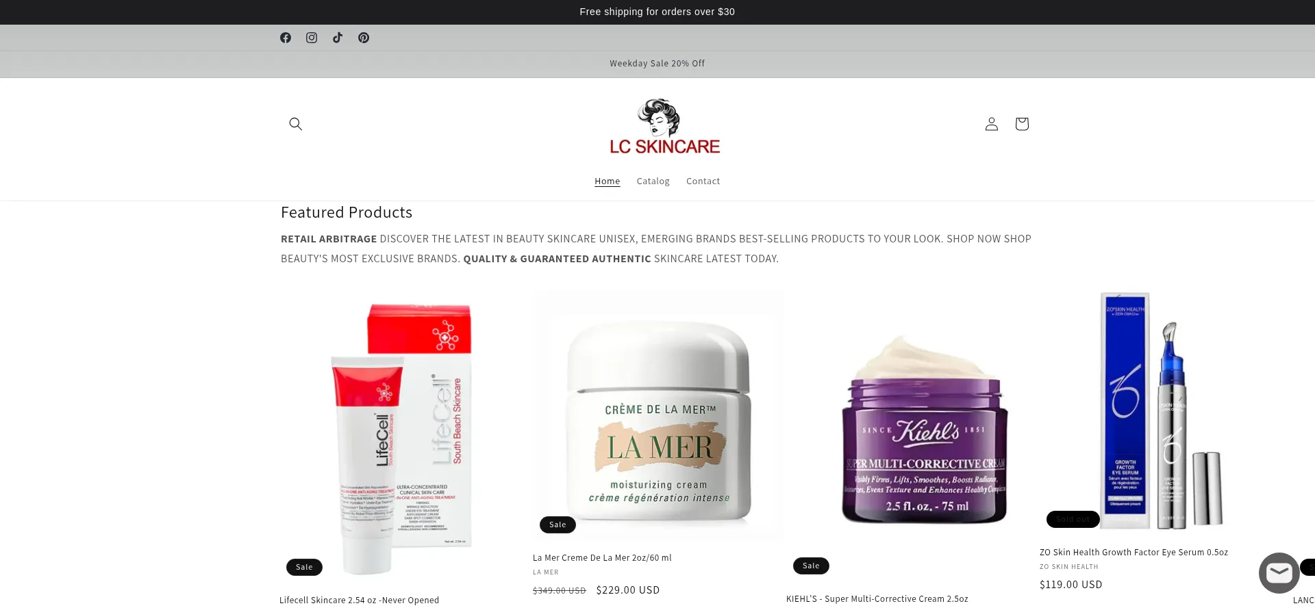 Website screenshot of Lc-skincare.com
