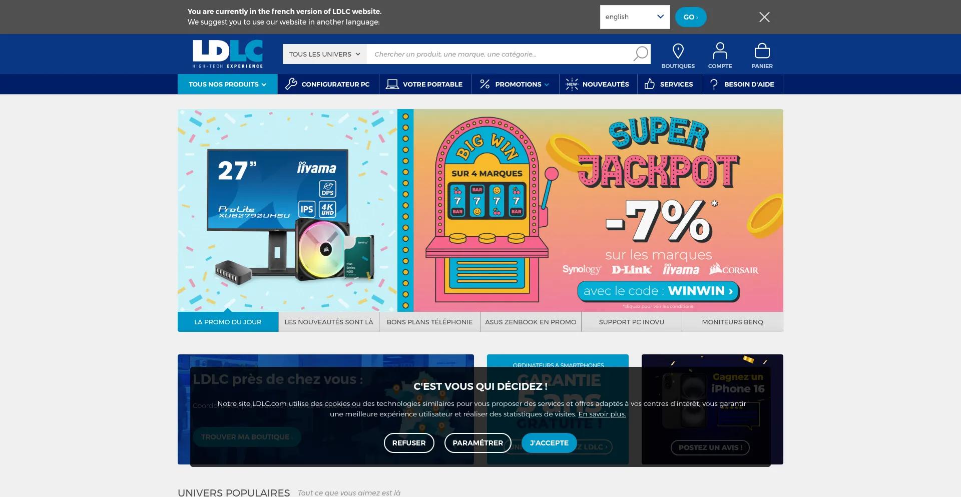 Website screenshot of Ldlc.com