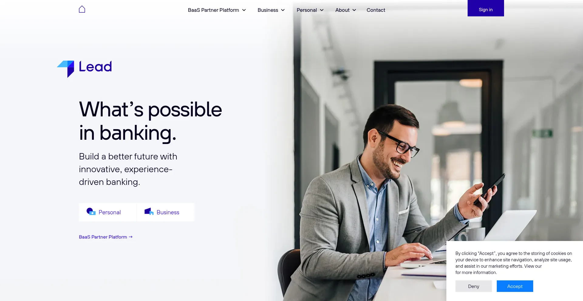 Website screenshot of Lead.bank