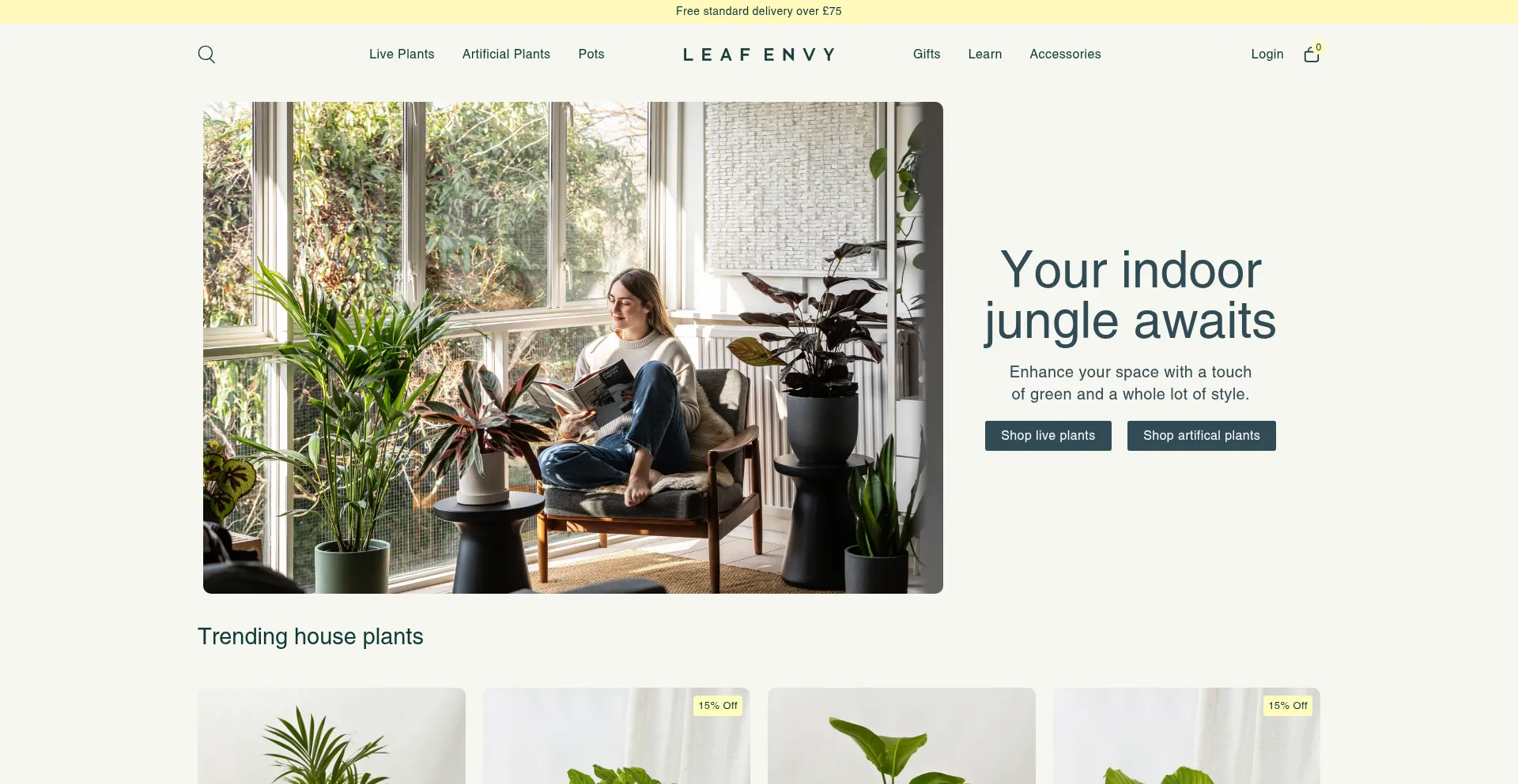 Website screenshot of Leafenvy.co.uk