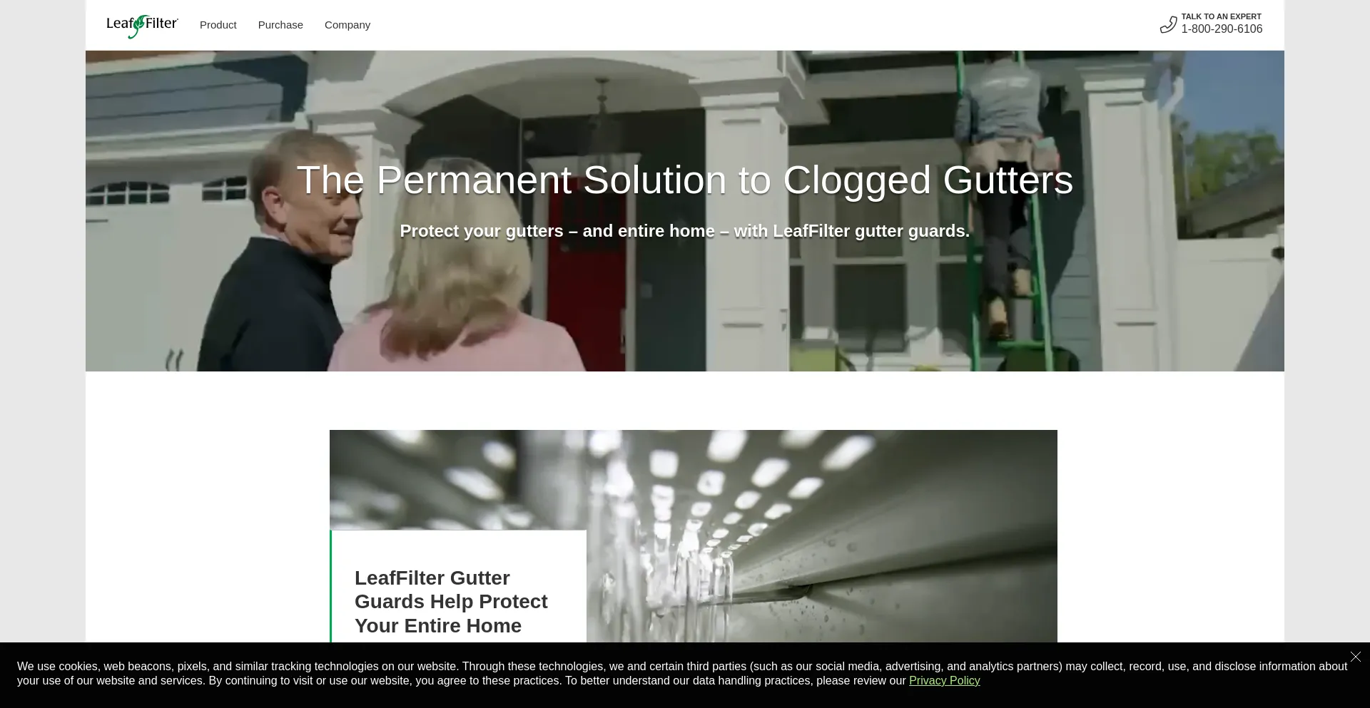 Website screenshot of Leaffilter.com