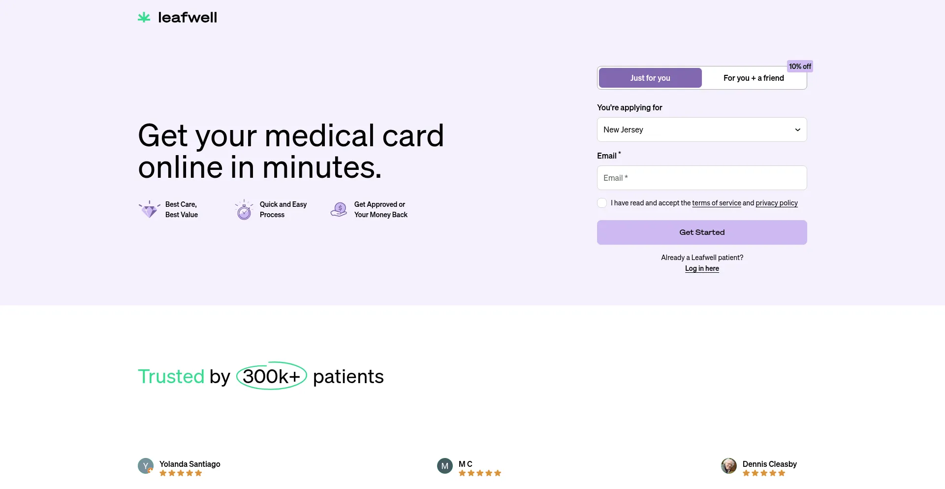 Website screenshot of Leafwell.us
