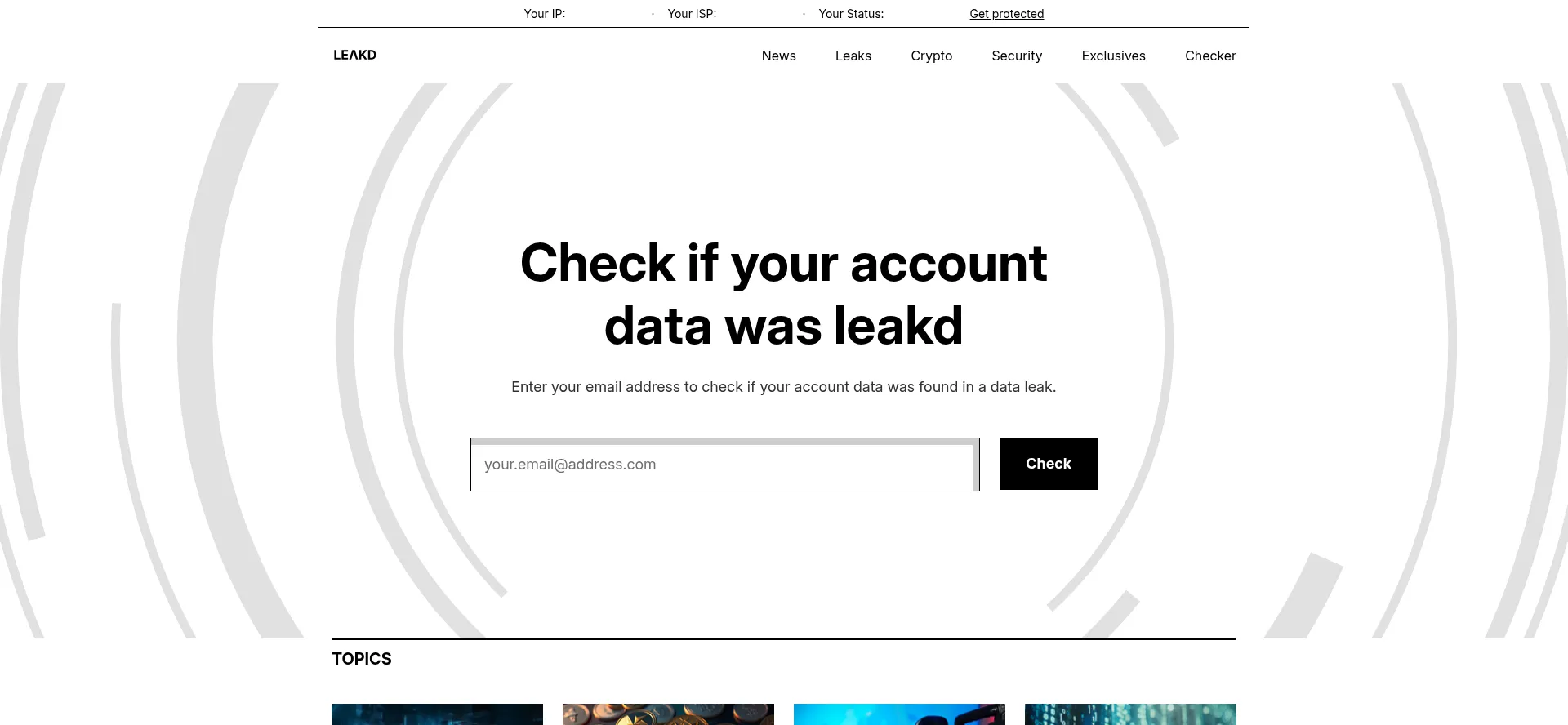 Website screenshot of Leakd.com