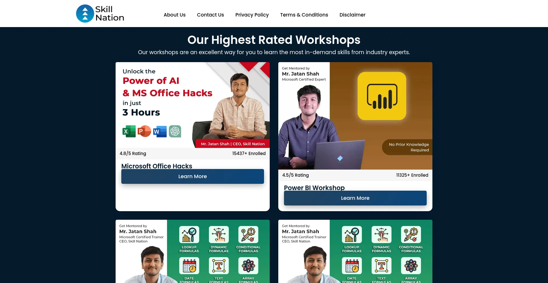 Website screenshot of Learn.jatanshah.com