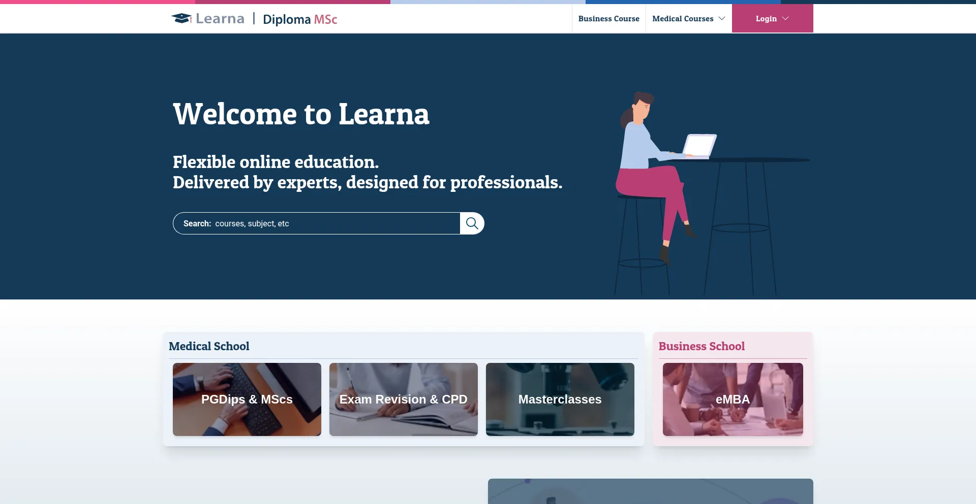 Website screenshot of Learna.ac.uk