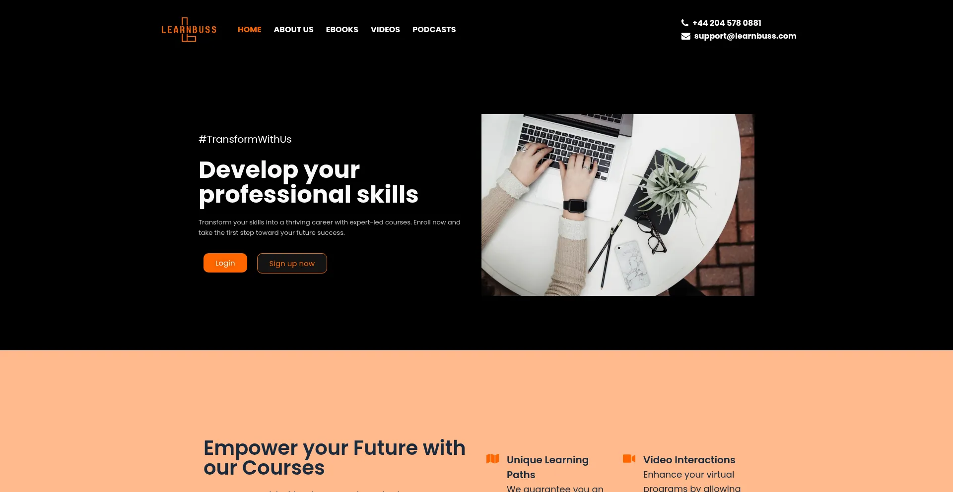 Website screenshot of Learnbuss.com