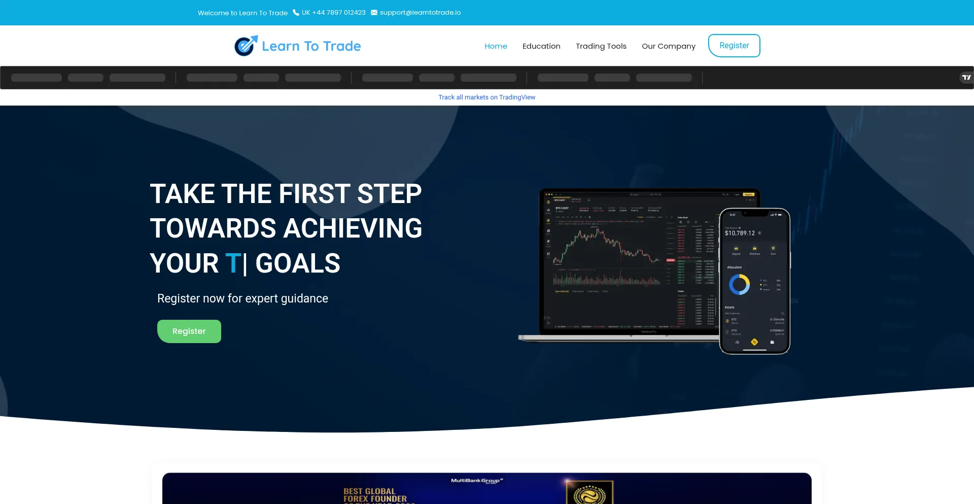 Website screenshot of Learntotrade.io