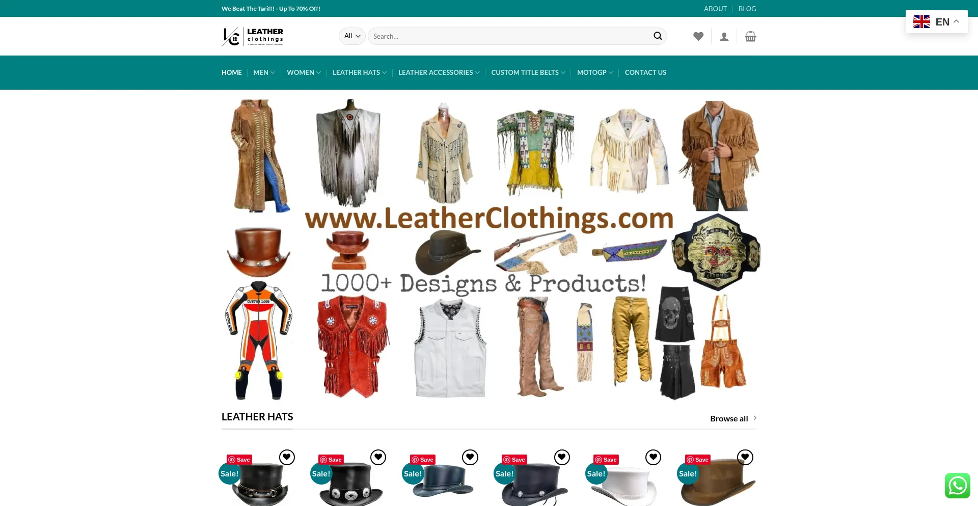 Website screenshot of Leatherclothings.com
