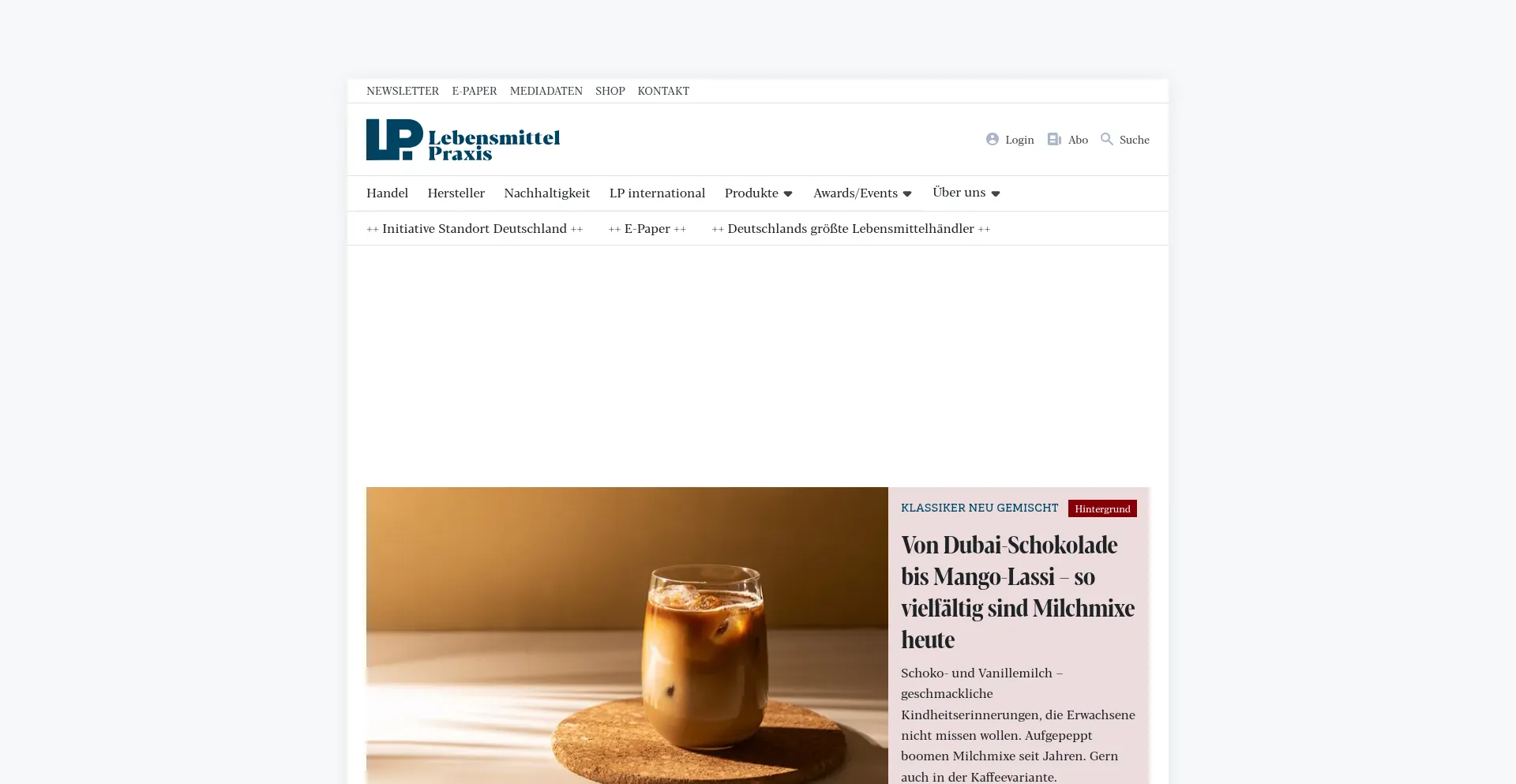 Website screenshot of Lebensmittelpraxis.de