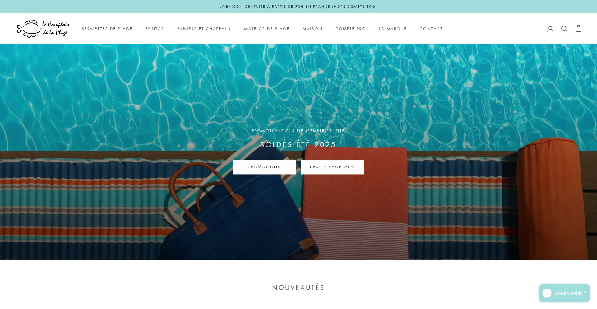 Website screenshot of Lecomptoirdelaplage.com