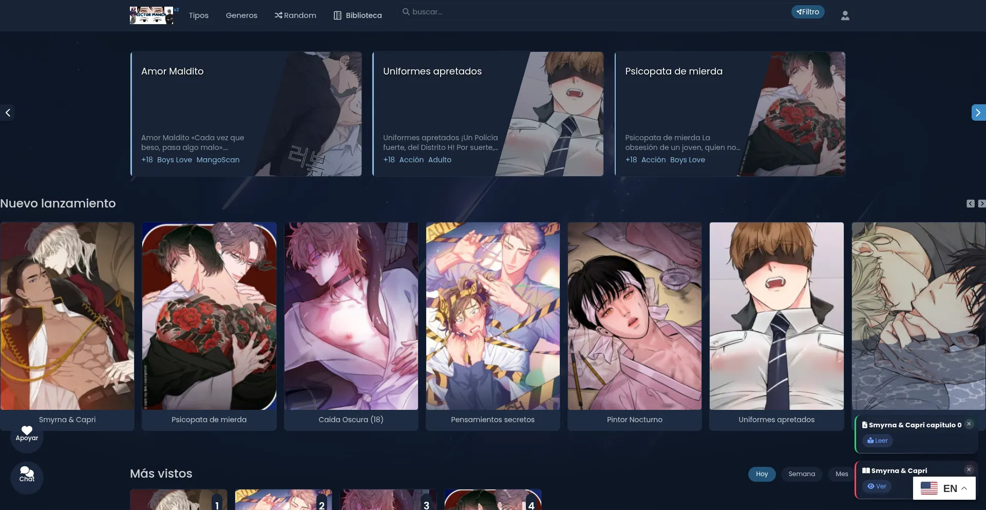 Website screenshot of Lectormanga.art