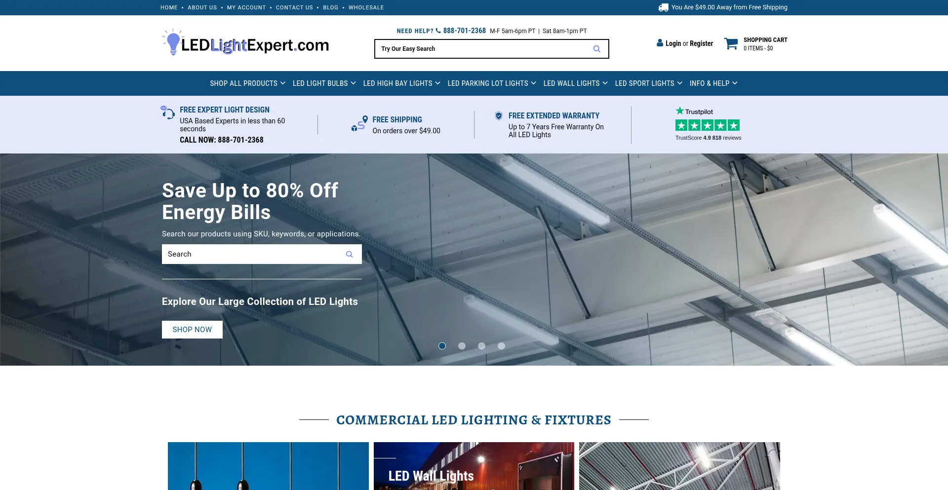 Website screenshot of Ledlightexpert.com