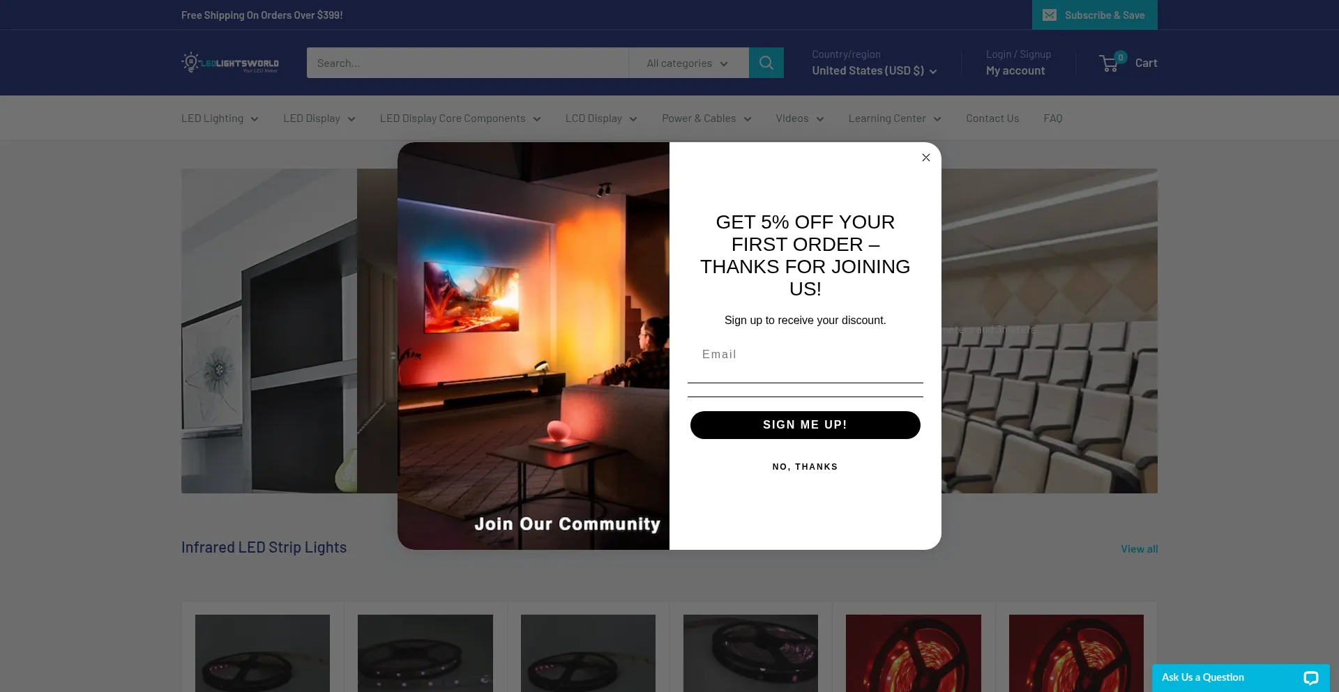 Website screenshot of Ledlightsworld.com