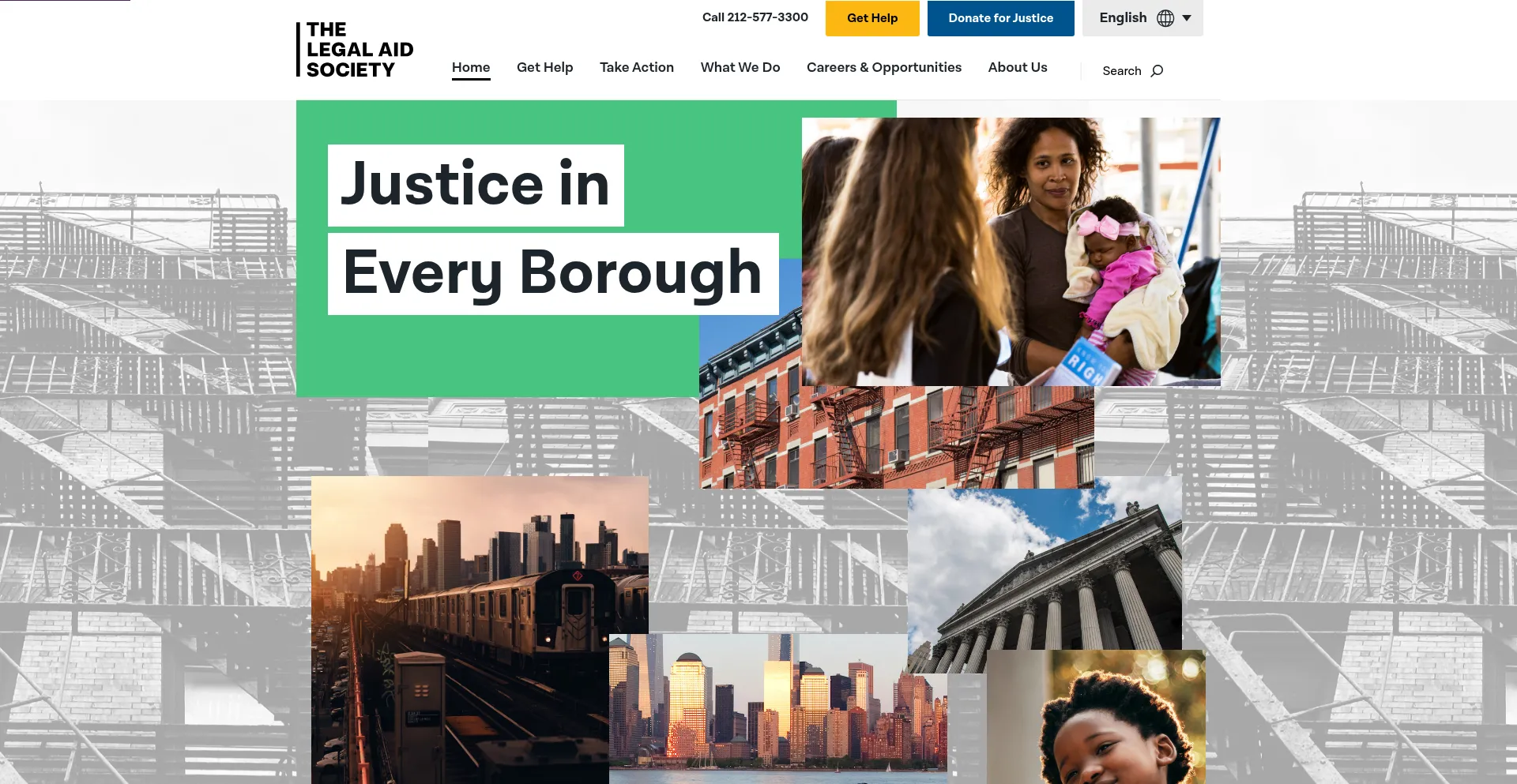 Website screenshot of Legalaidnyc.org