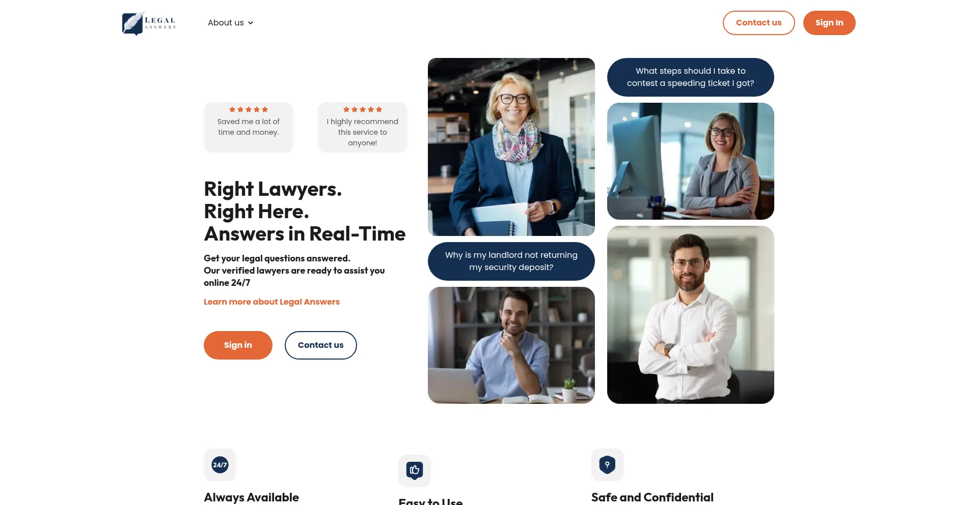 Website screenshot of Legalanswers.com