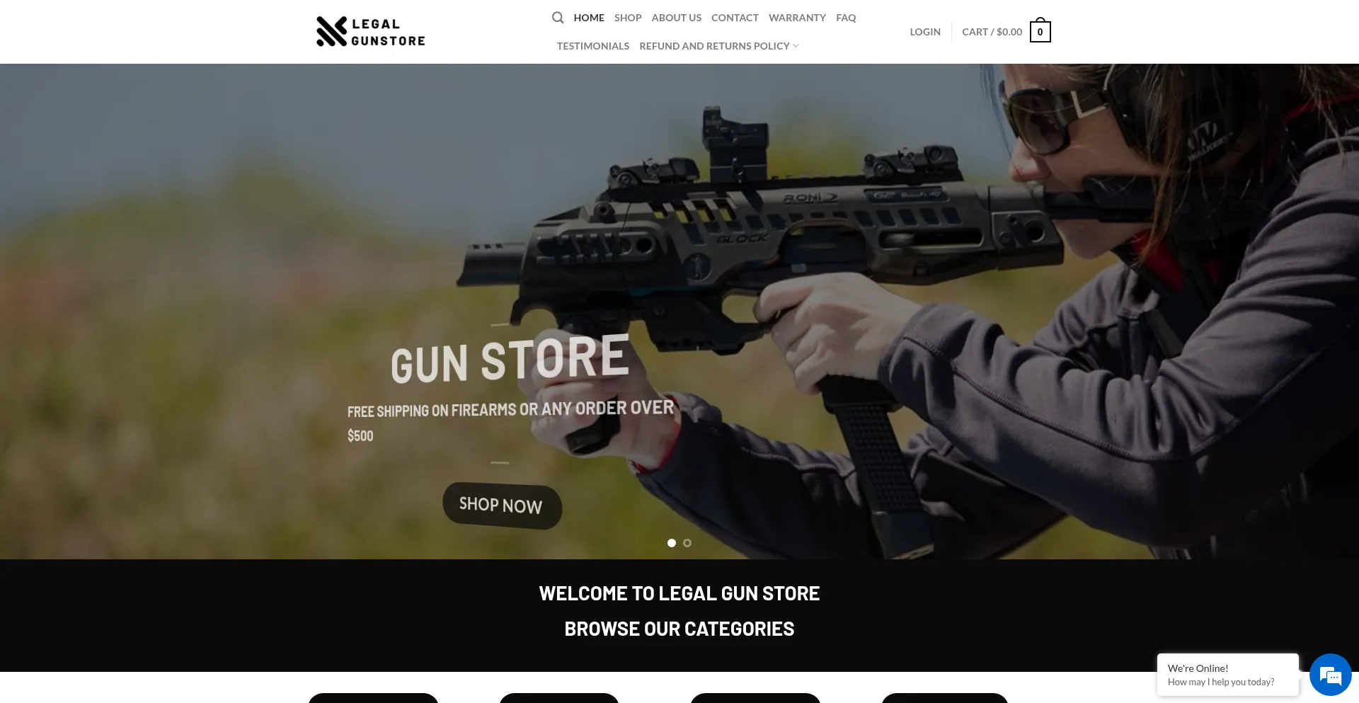 Website screenshot of Legalgunstore.com
