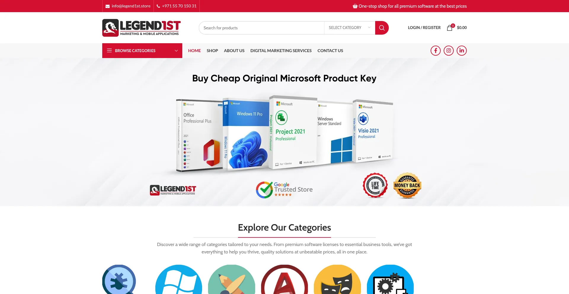 Website screenshot of Legend1st.store