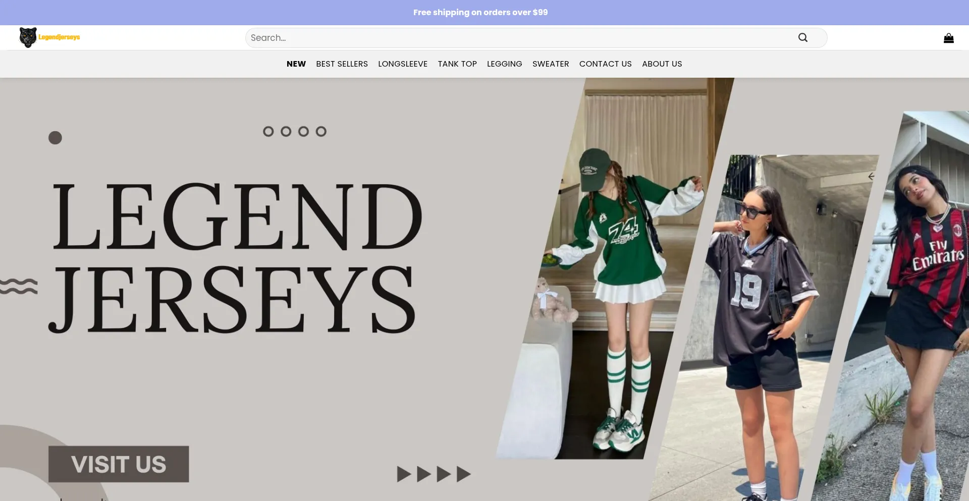 Website screenshot of Legendjerseys.com