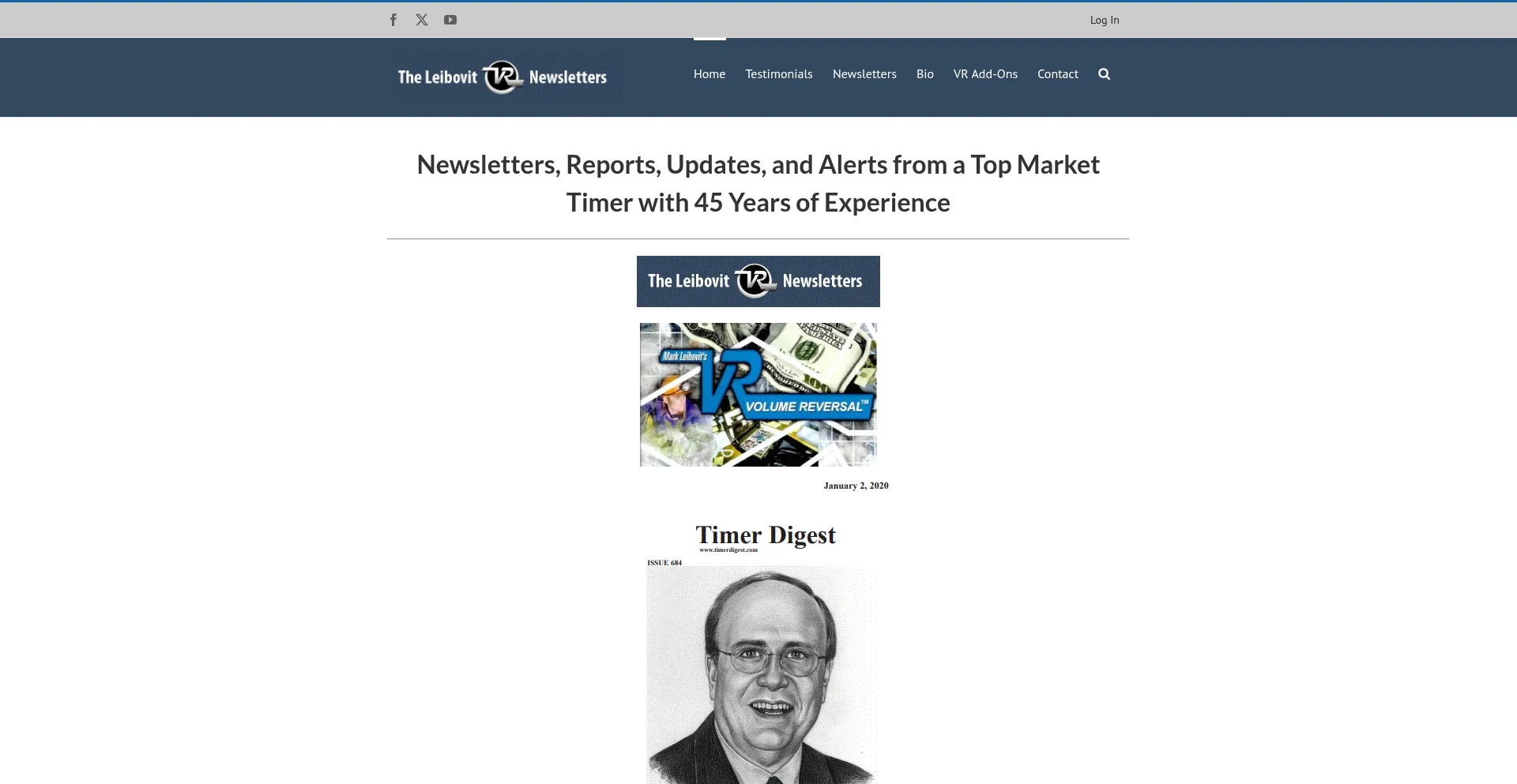 Website screenshot of Leibovitvrnewsletters.com