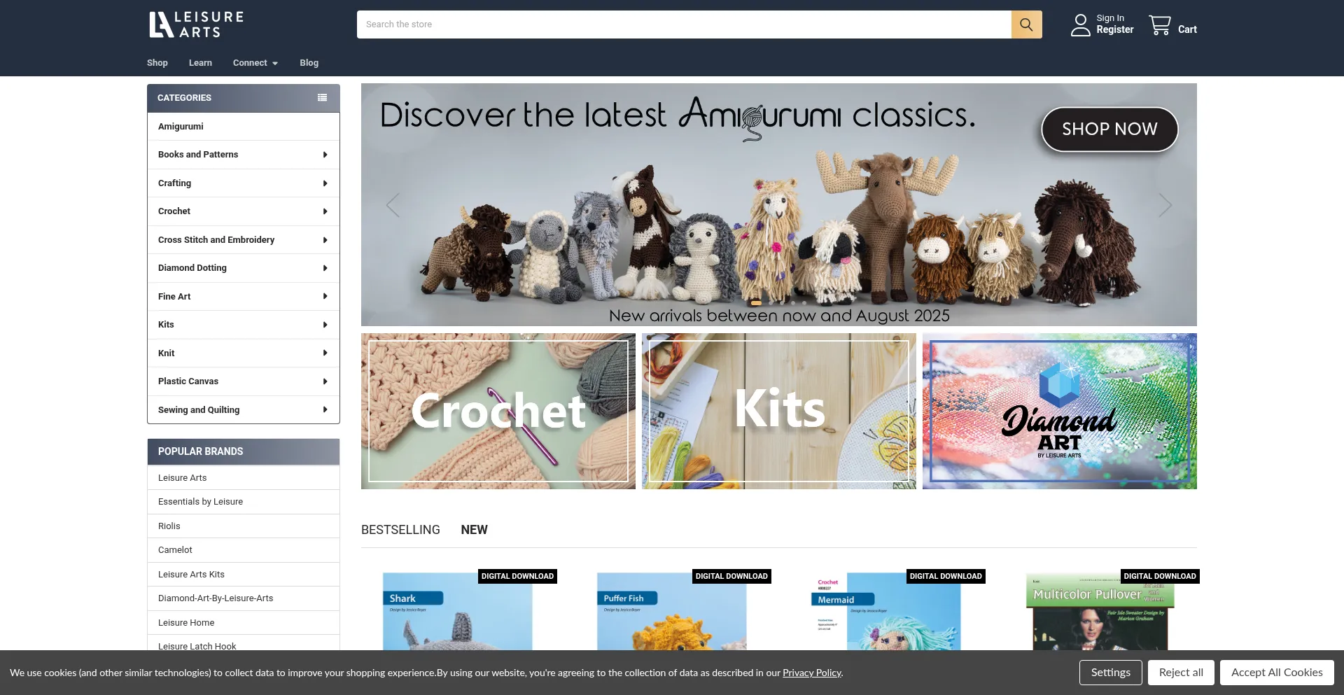 Website screenshot of Leisurearts.com