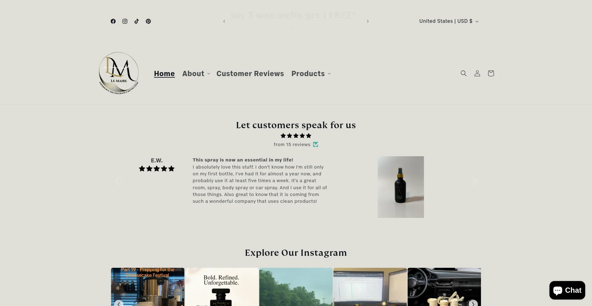 Website screenshot of Lemairefragrances.com