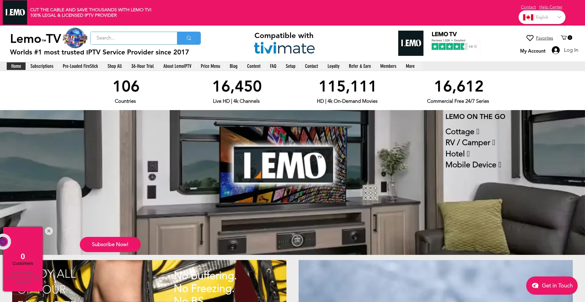 Website screenshot of Lemo-iptv.ca