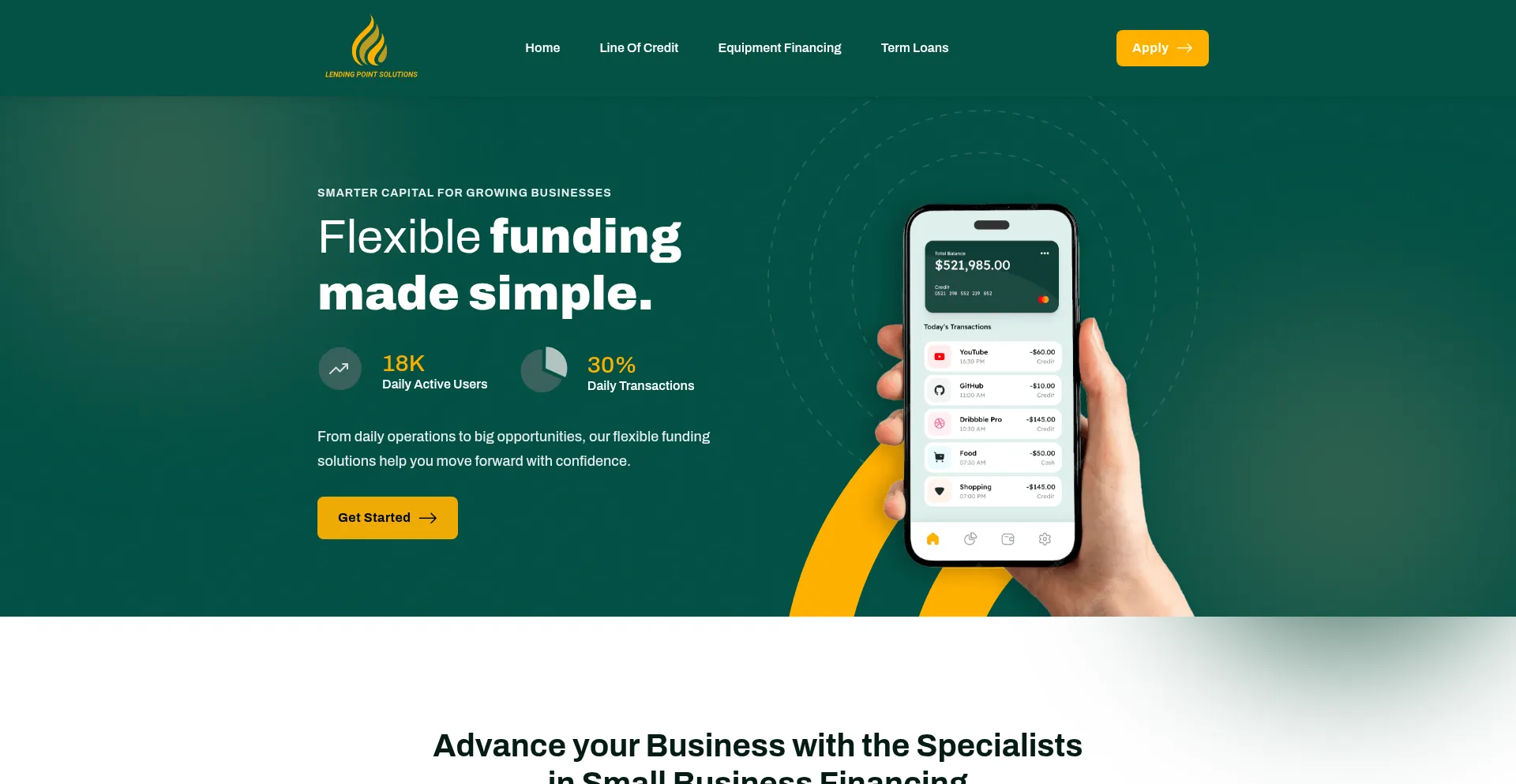 Website screenshot of Lendingpointsolutions.com