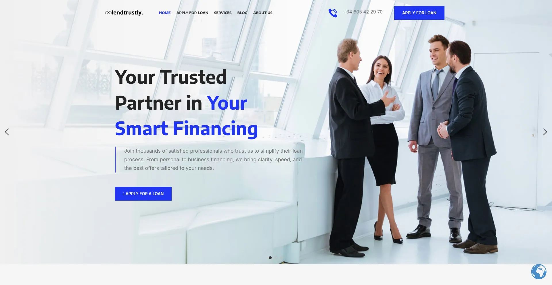 Website screenshot of Lendtrustly.com