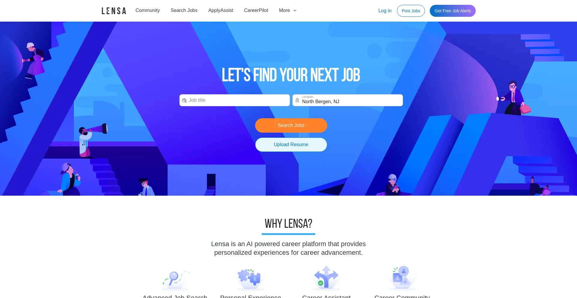 Website screenshot of Lensa.com