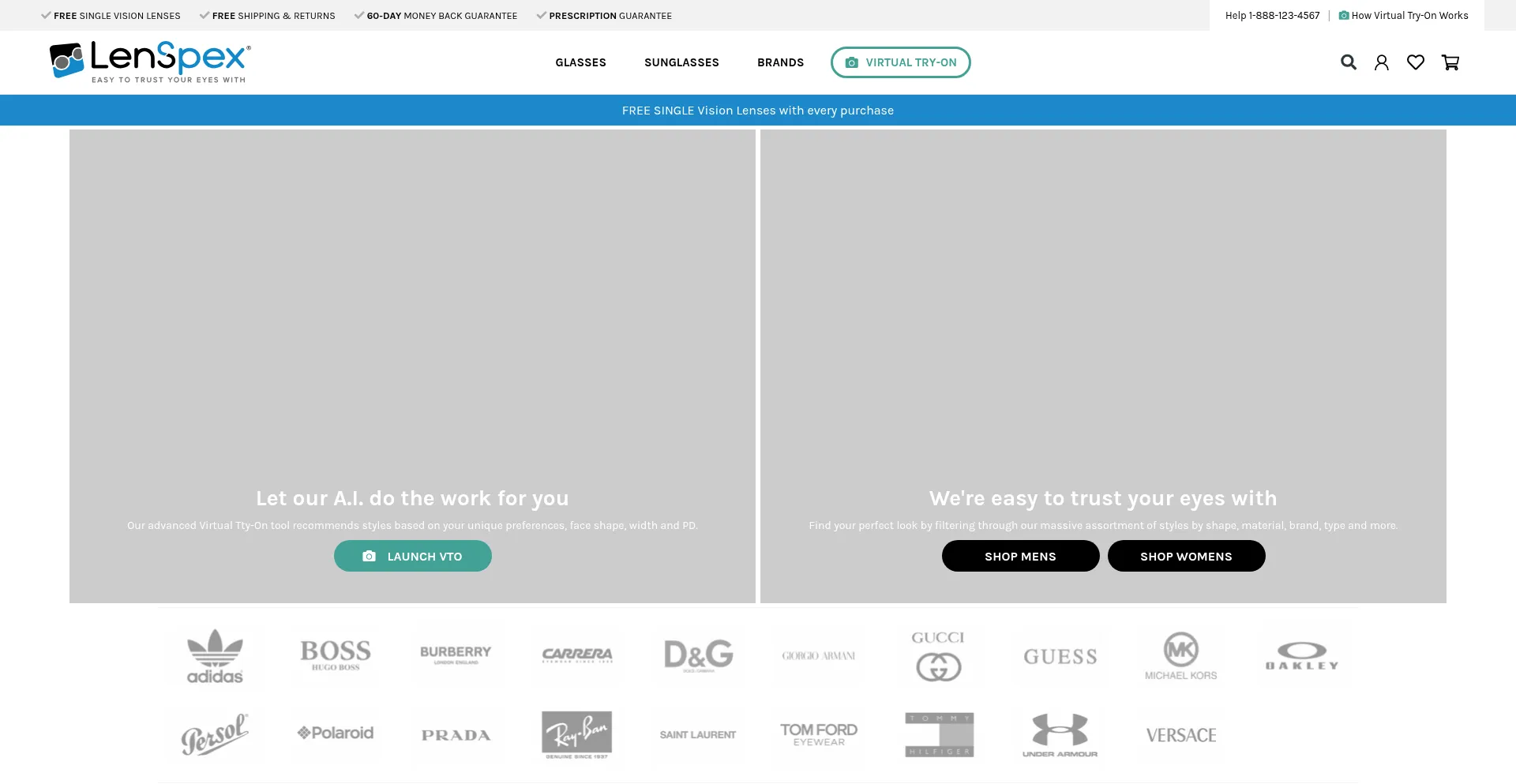 Website screenshot of Lenspex.com
