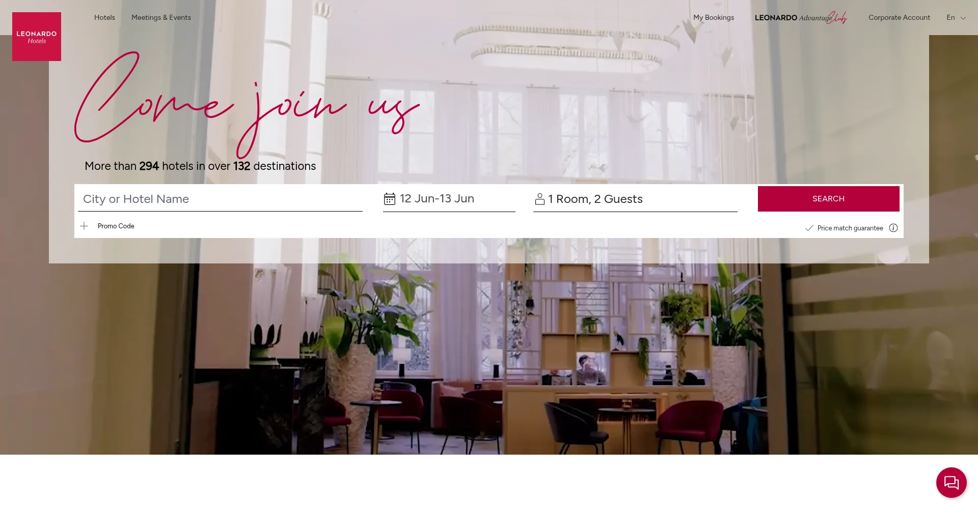 Website screenshot of Leonardo-hotels.com