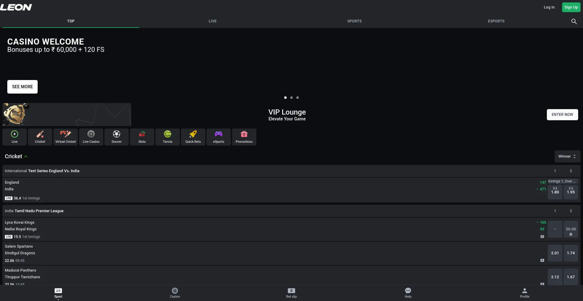 Website screenshot of Leonbet4.in