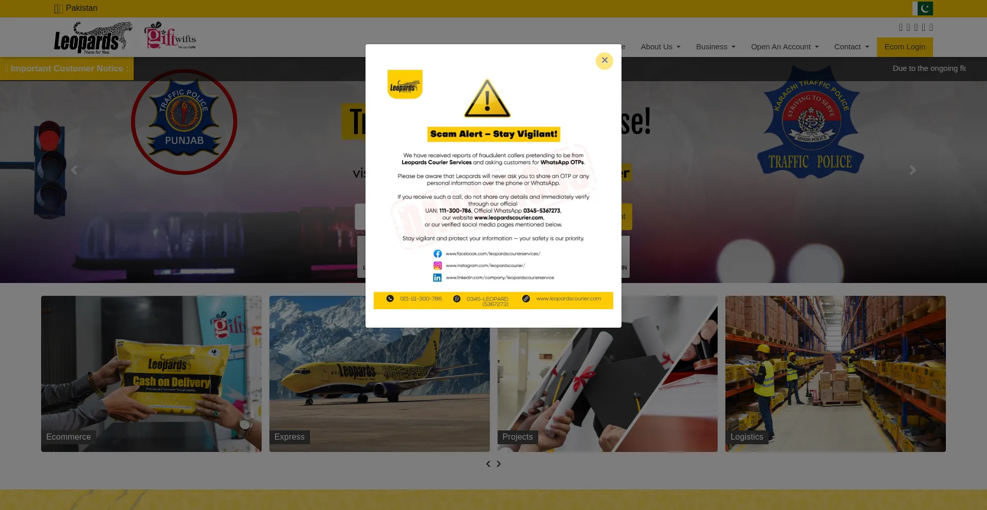 Leopardscourier.com Screenshot